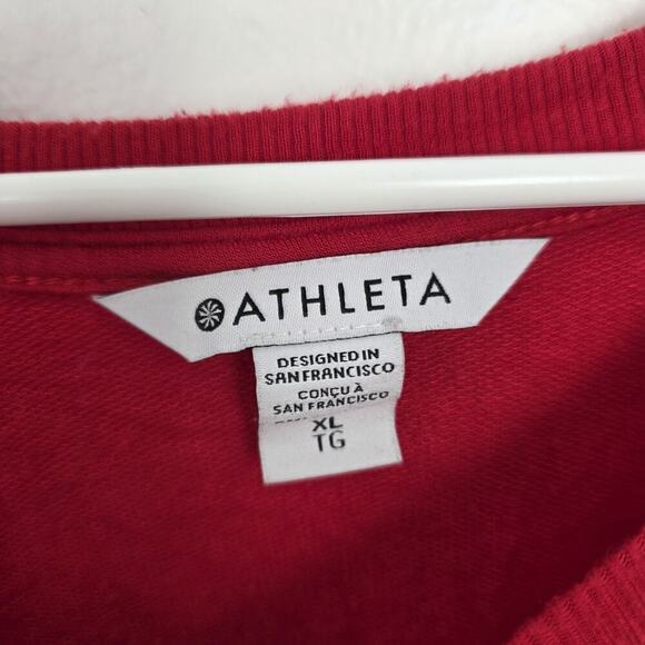 Athleta Red Soft Long Sleeve Fitness Athleisure Pullover Shirt Size XL - Picture 3 of 7